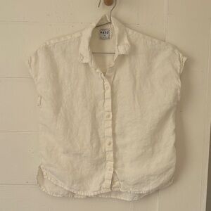 Esby White Button-Up Linen Shirt